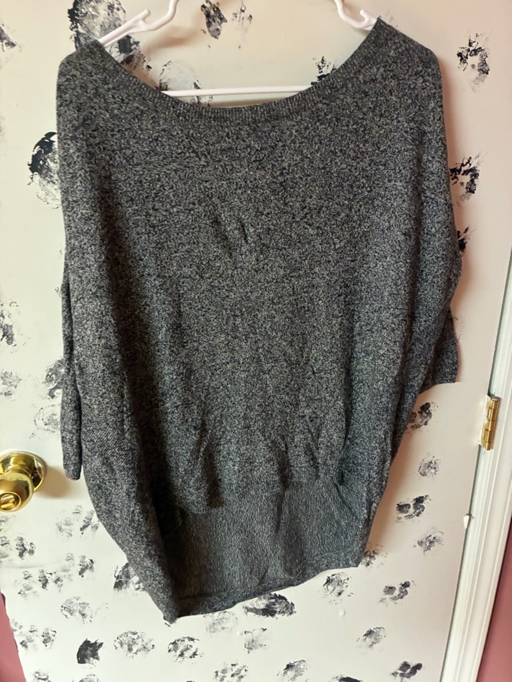 Express Off-the-Shoulder Gray Knit Sweater